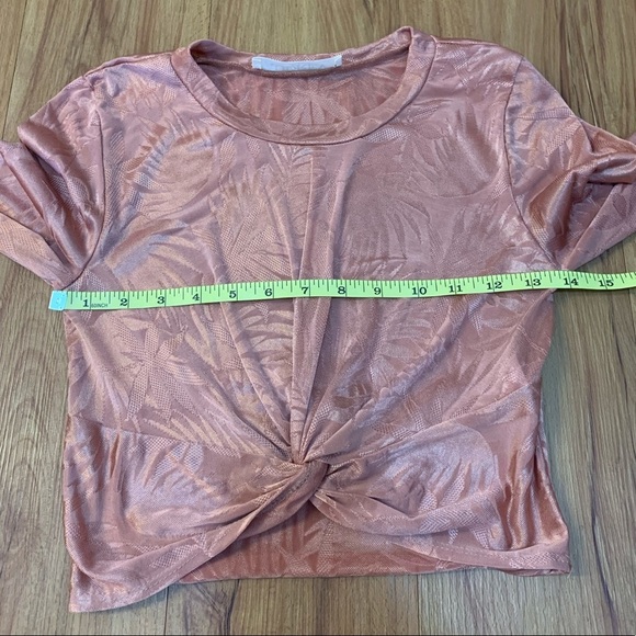 Audrey 3+1 Long Sleeve Twist Front Orange Crop Top - Picture 9 of 13